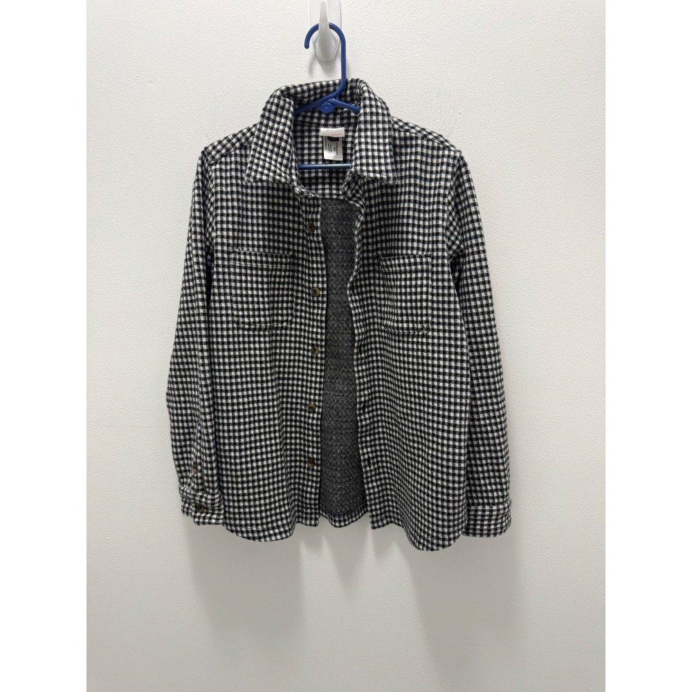 Hanna Andersson Kids Gingham Flannel Shirt Black White Lined Size 8 130cm